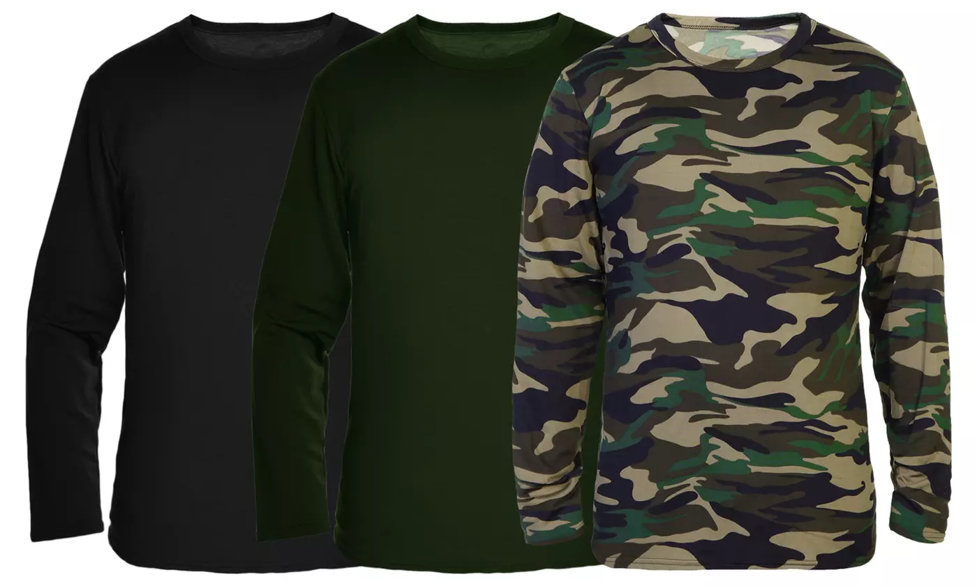 3-Pack Men's Fleece-Lined Long-Sleeve Thermal Tops (S-4XL)