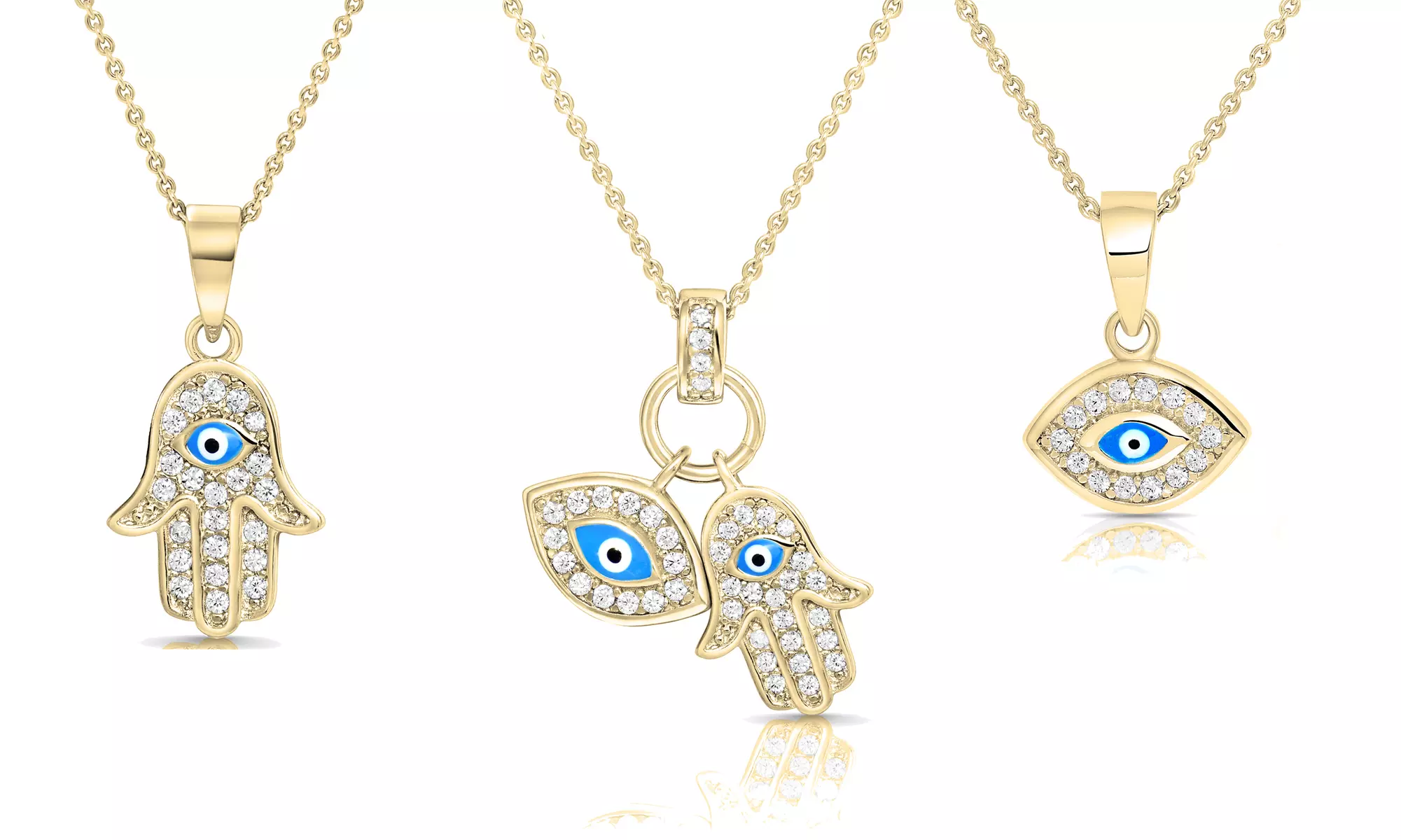 Sterling Silver Classic Evil Eye Pendants in 14K Gold Plated - Primary Image