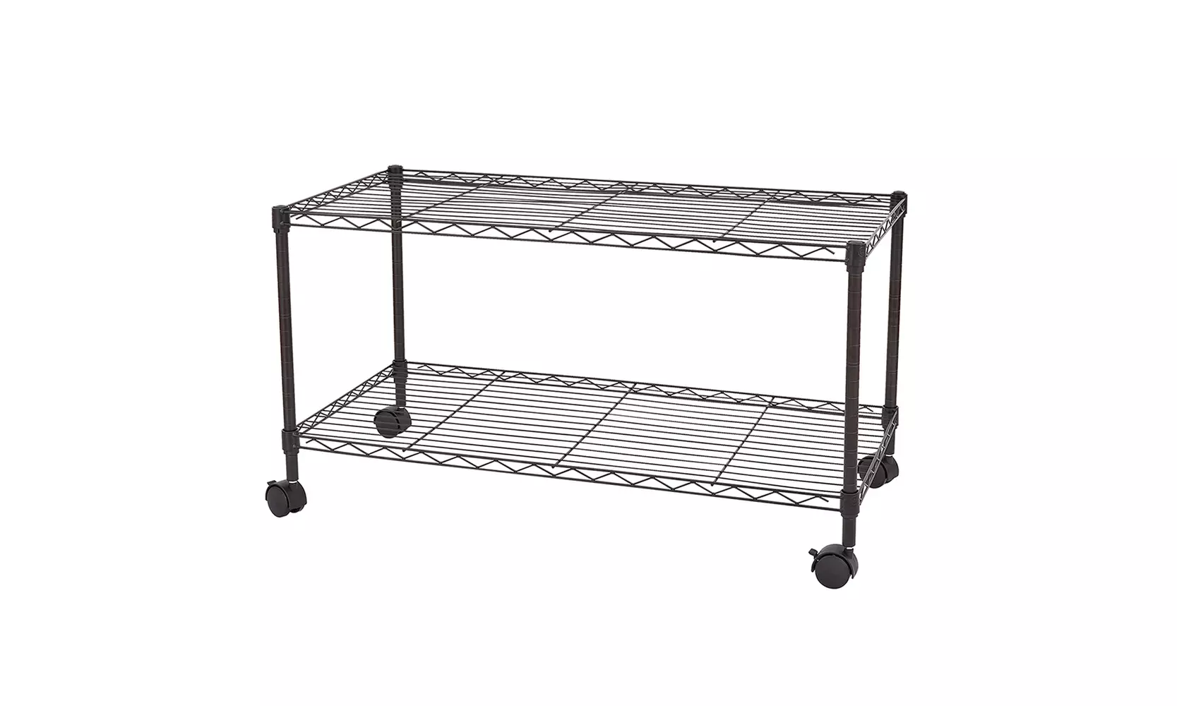 2-Tier Adjustable Rolling Cart Garage Shelving Unit Storage Rack 35"W - Primary Image