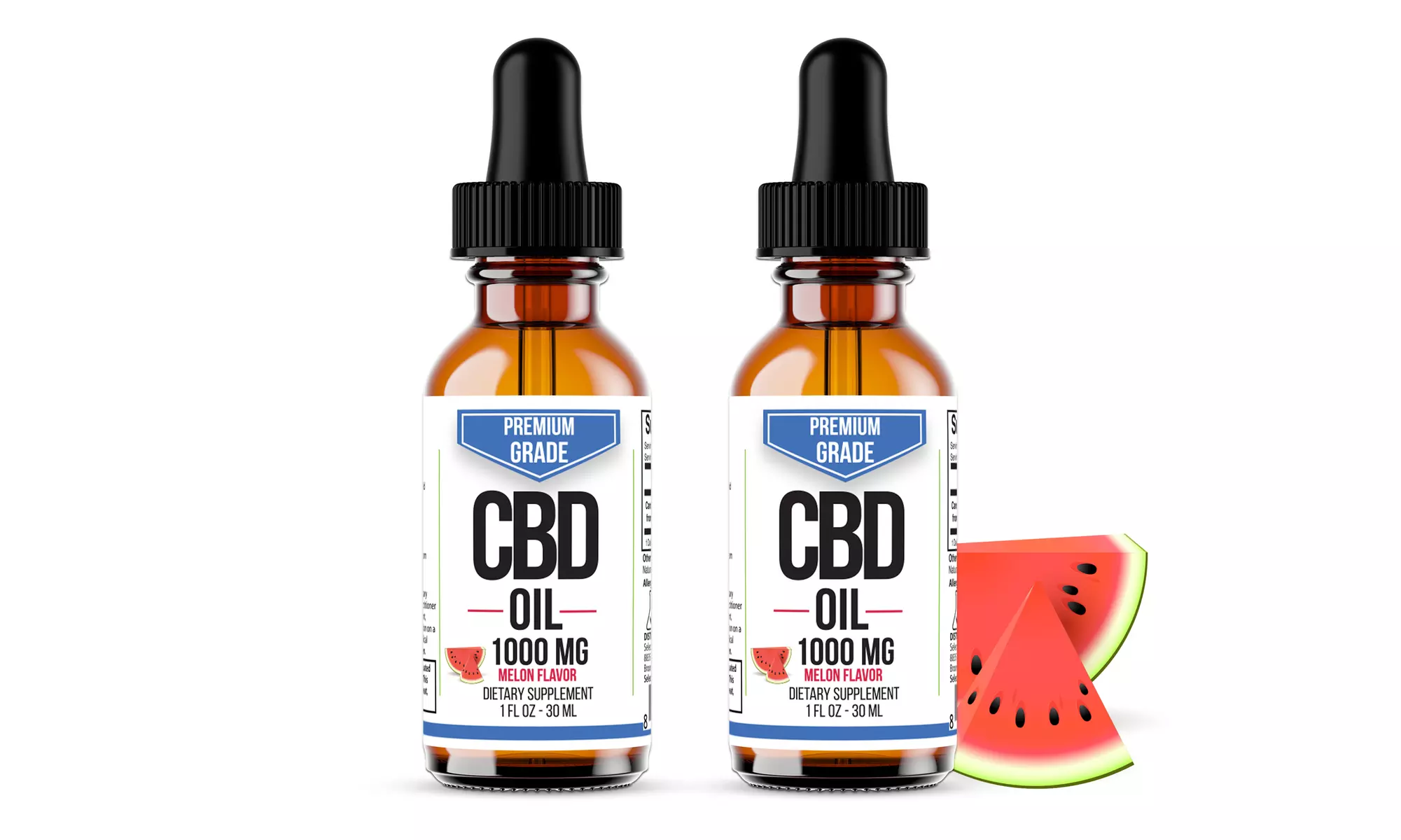 Premium Grade Extra Strength 1000mg CBD Oil Melon Flavor (1- or 2- Pack)