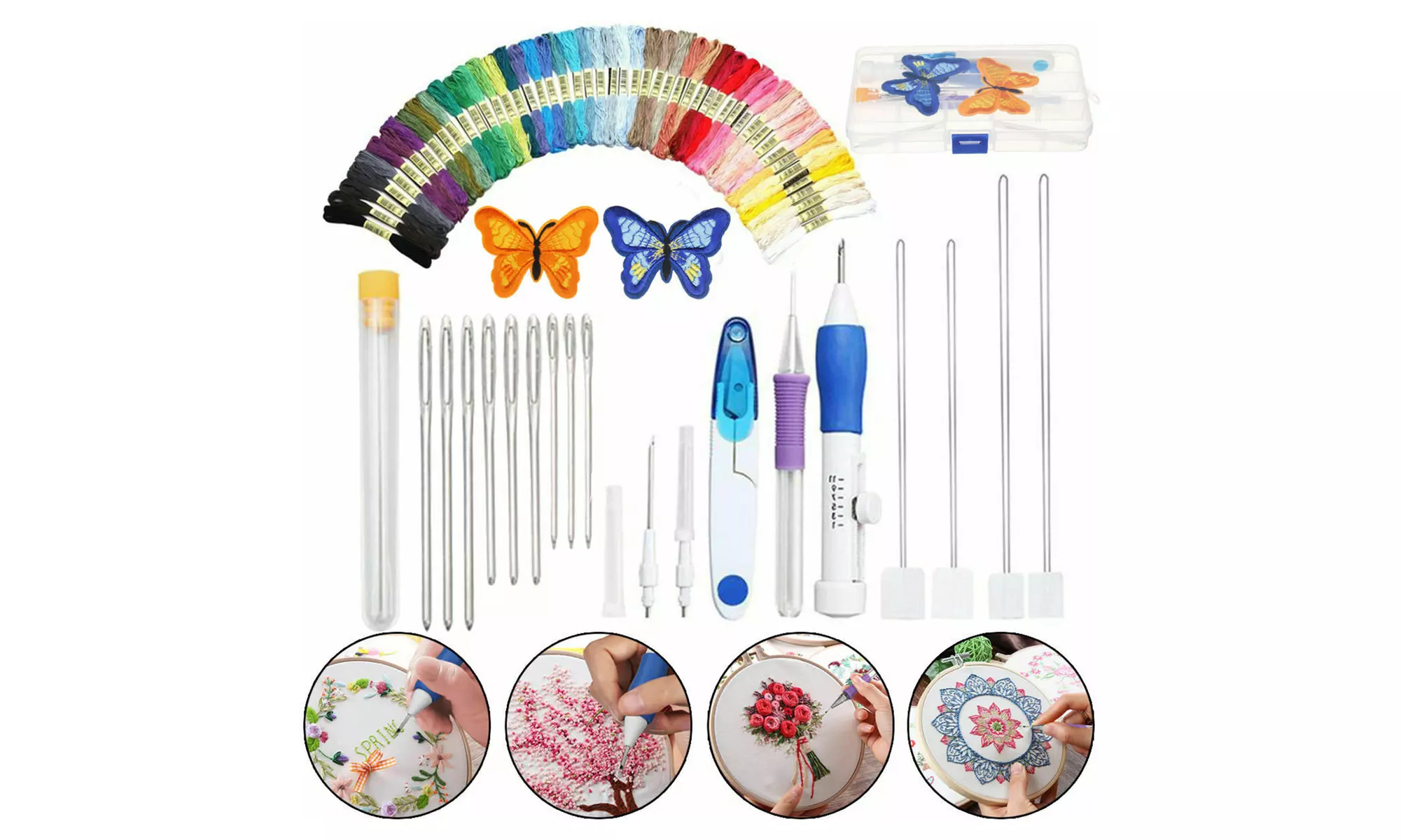 Punch Needle Kit Magic Embroidery Pen Punch Needles Set and Storage New - Primary Image