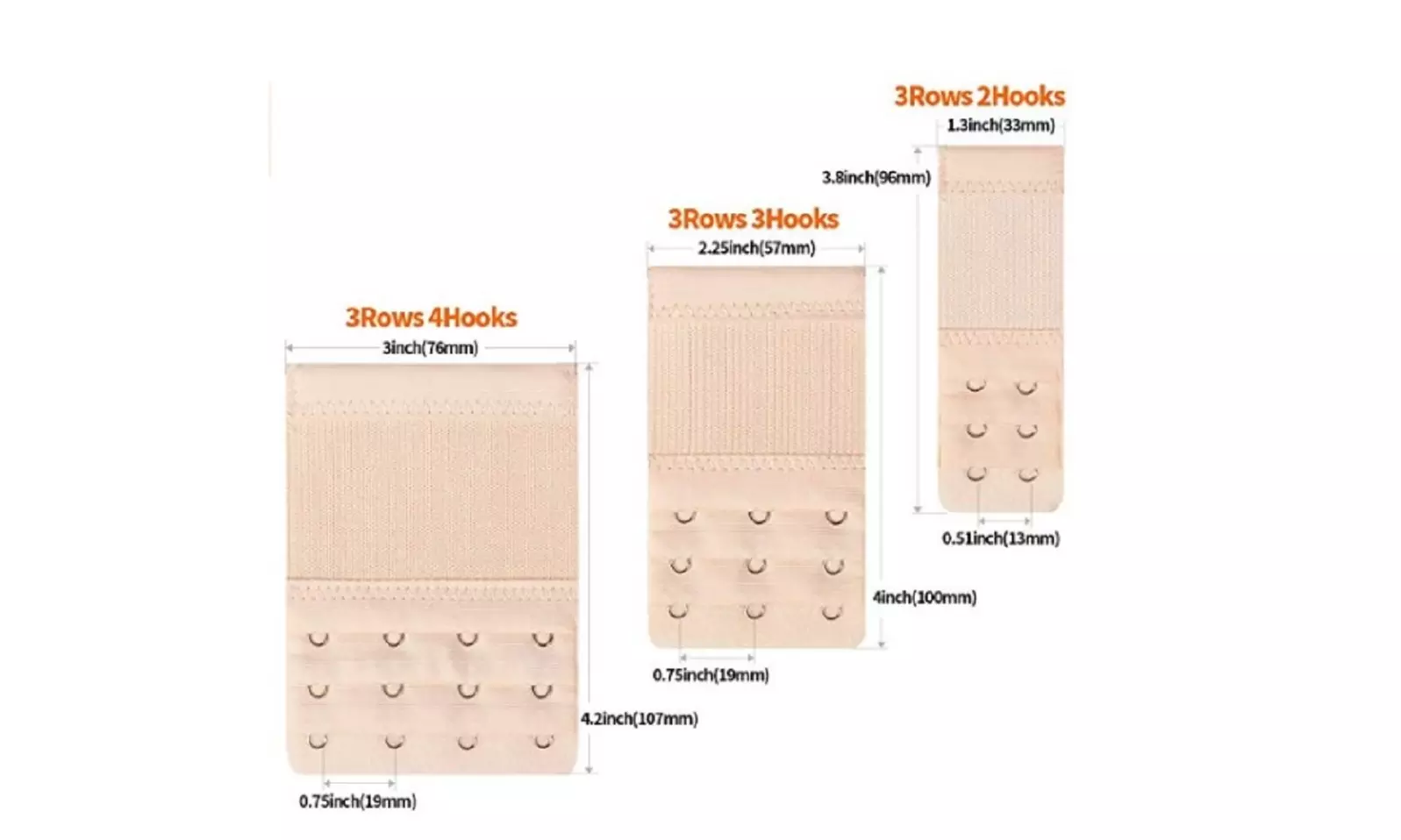 6 Pcs Adjustable Bra Buckle Extender Bra Extension Underwear Strap 2/3/4 Hooks