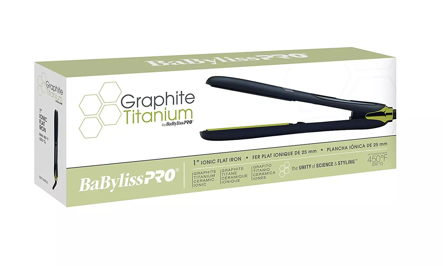 BabylissPRO 1" Flat Iron Graphite Titanium Ionic BGT182NUC - Primary Image