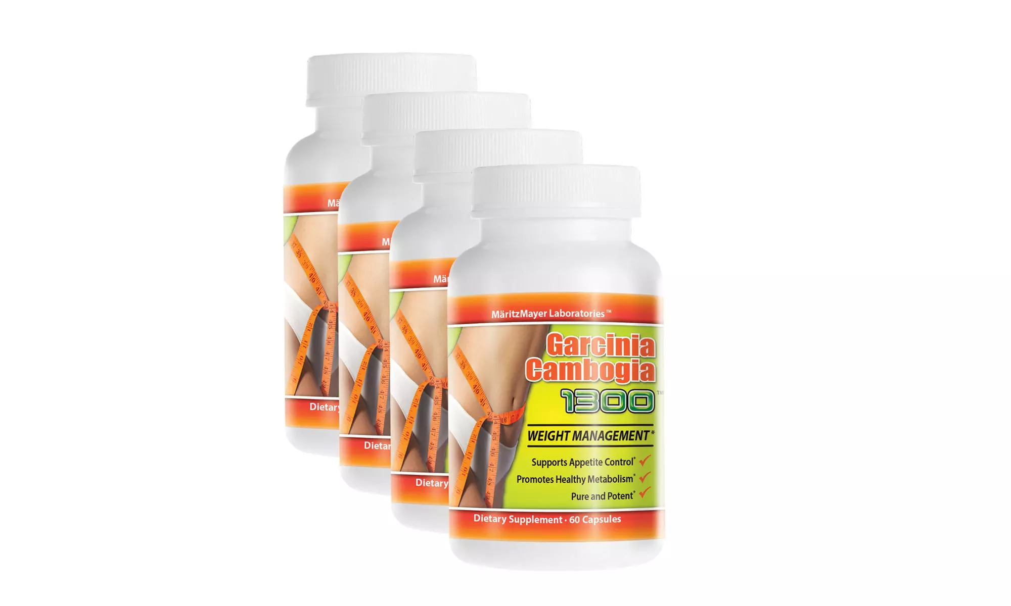 4 Pack PURE Garcinia Cambogia Extract Natural Weight Loss 60% HCA Diet - Primary Image