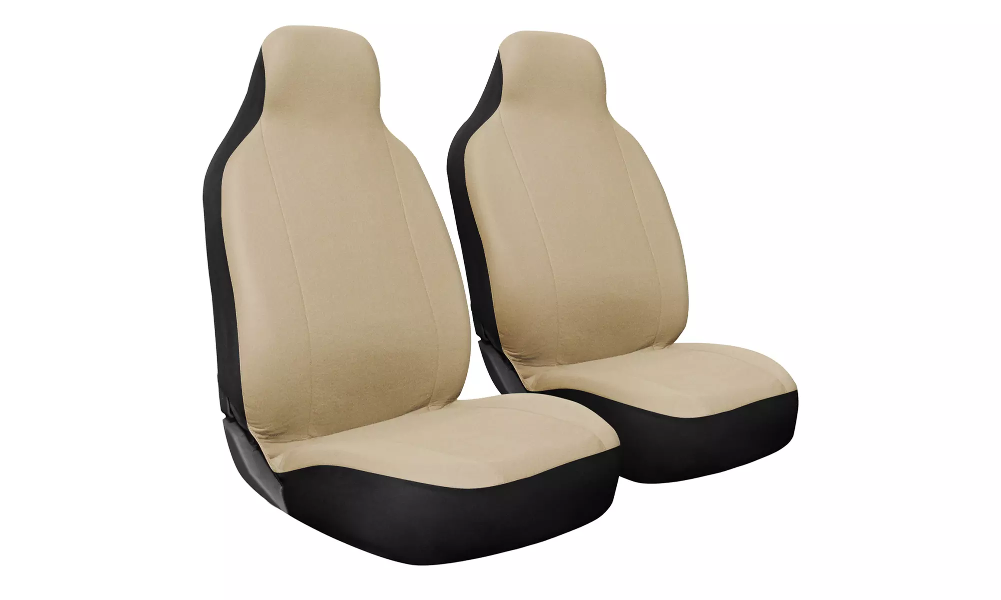 Split Bench Flat Cloth 2 Pc Seat Covers for Front Seats-Solid Beige - Primary Image