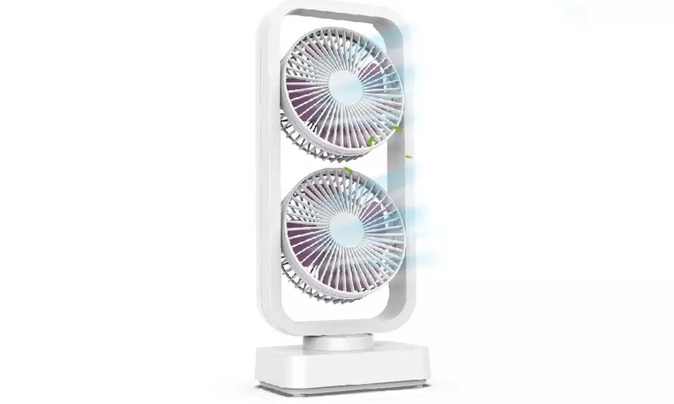  Desktop Tower Fan Adjustable Dual Fan Head 3 Speed Circulating Mini Tower Fan - Primary Image