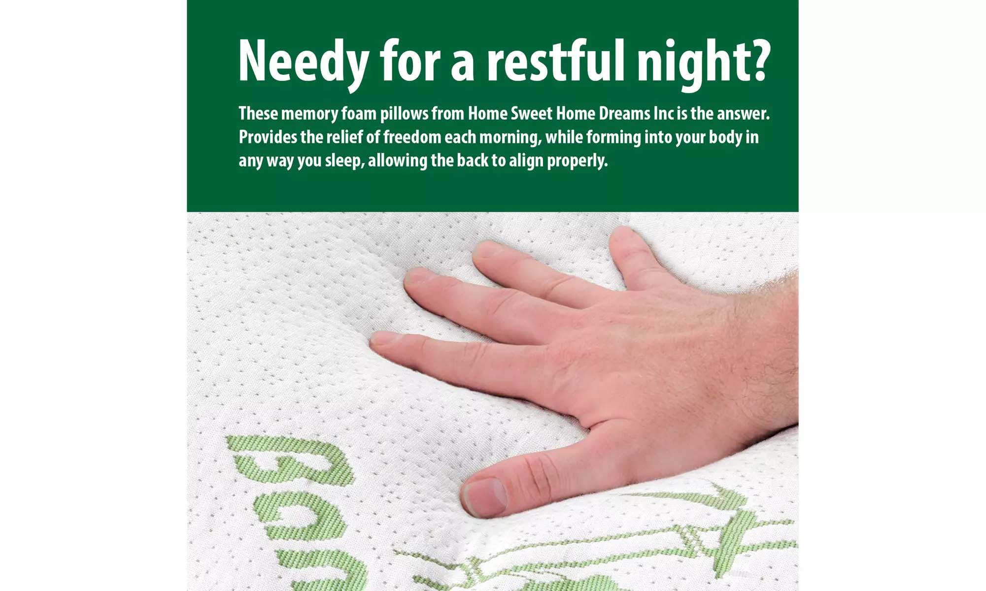 2 Pack Hypoallergenic Memory-Foam Bamboo-Blend Pillows