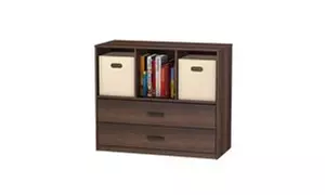 Mainstays 2-Drawer Dresser with 3 Open Cube Storage - Primary Image