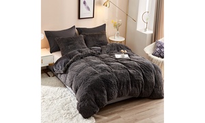 Ultra Soft Faux Fur Duvet Cover Set with Faux Fur Pillow Shams(3- or 5-Piece)