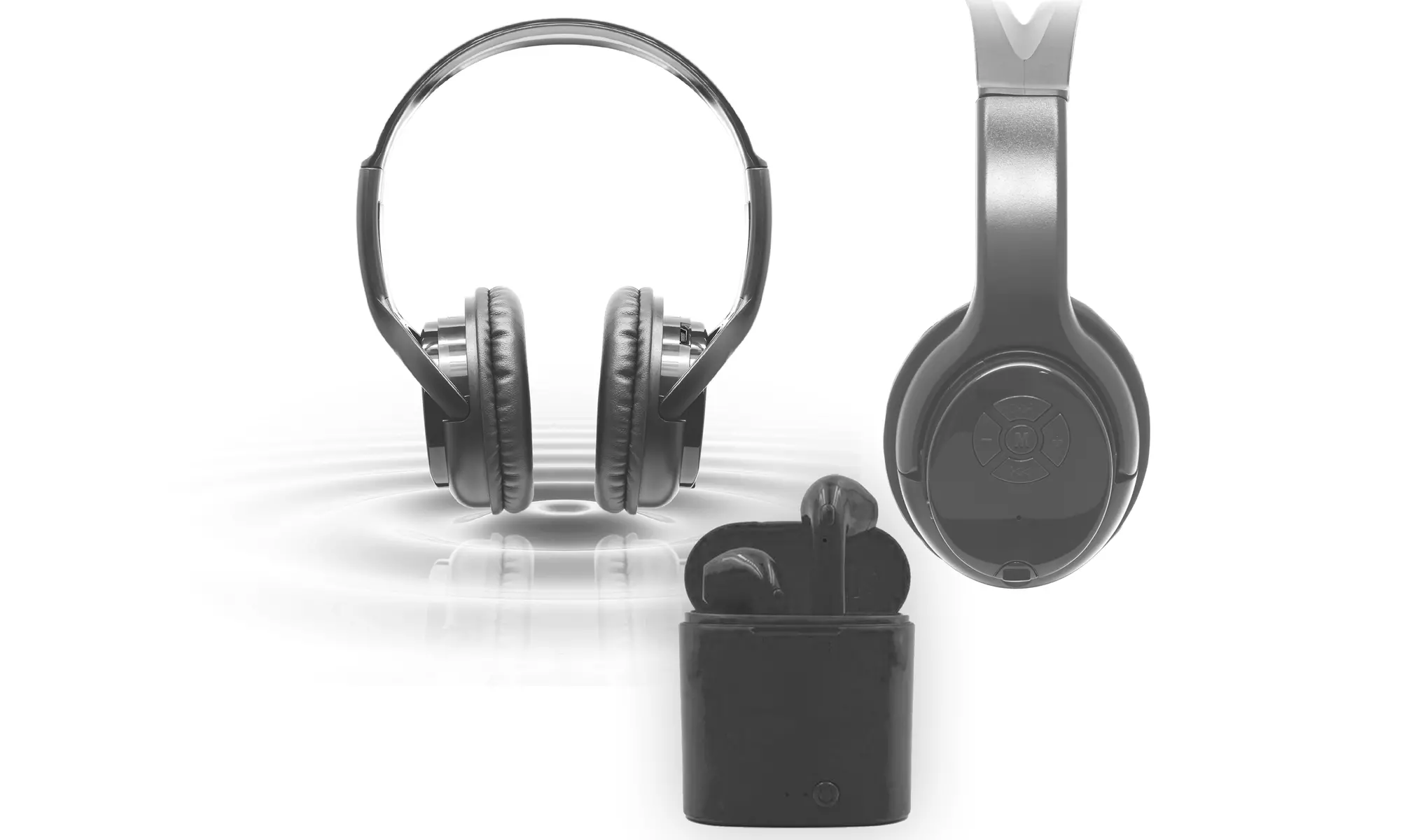 Zummy Wireless Over Ear Bluetooth Headphones and True Wireless Earbud Set
