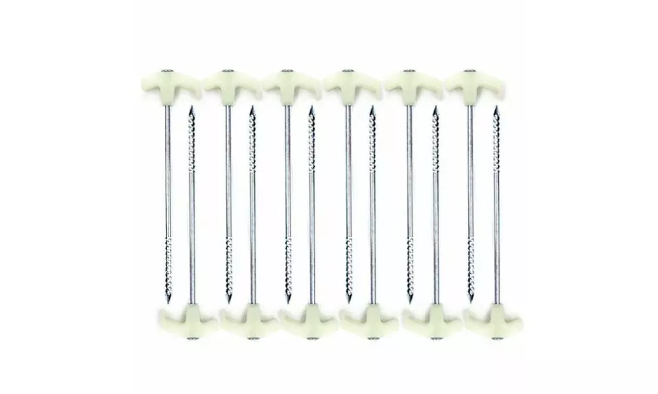12 GLOW IN DARK Screw Spiral Tent Pegs Stakes Nail Outdoor Camping Awning Trip - Second Medium