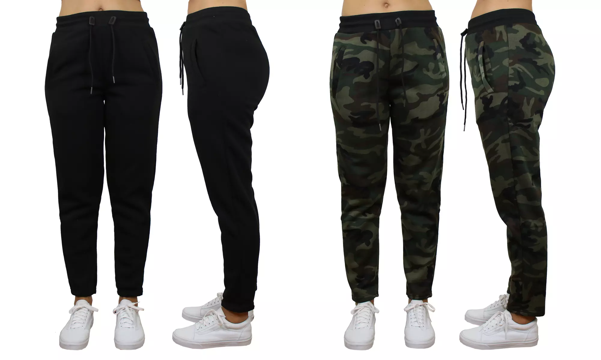 2-Pack Women's Loose Fitting Open Bottom Fleece Sweatpants (Sizes, S-2XL) 