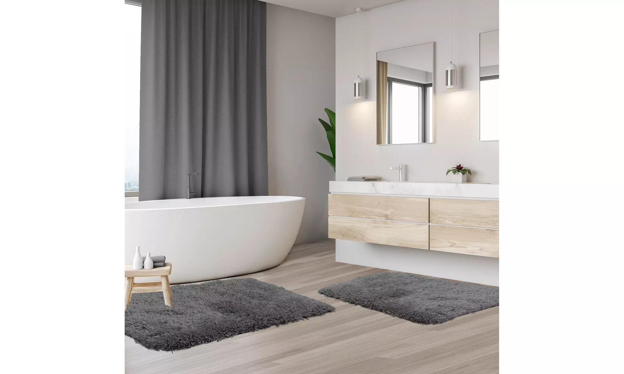 Clara Clark Non-slip Shaggy Bath Rug Set