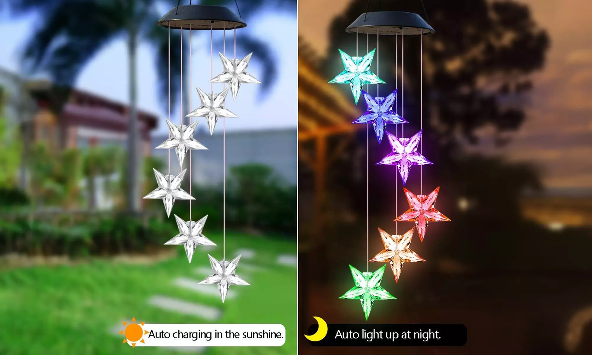 Solar Wind Chime Hanging Mobile Garden Decor Lights
