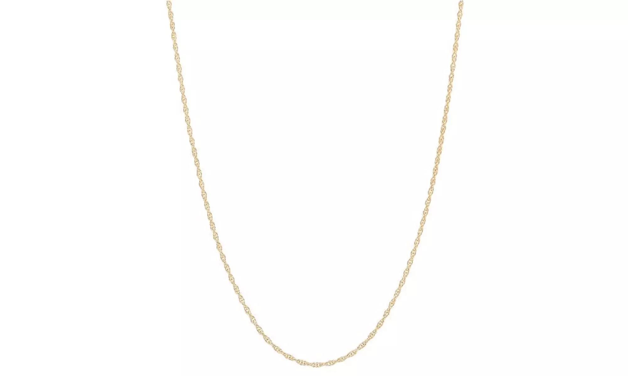 14K Solid gold 1.0MM Thin Rope chain necklace - Primary Image