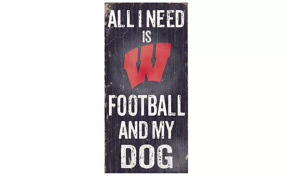 NCAA 12x6in Football and My Dog Sign - Primary Image