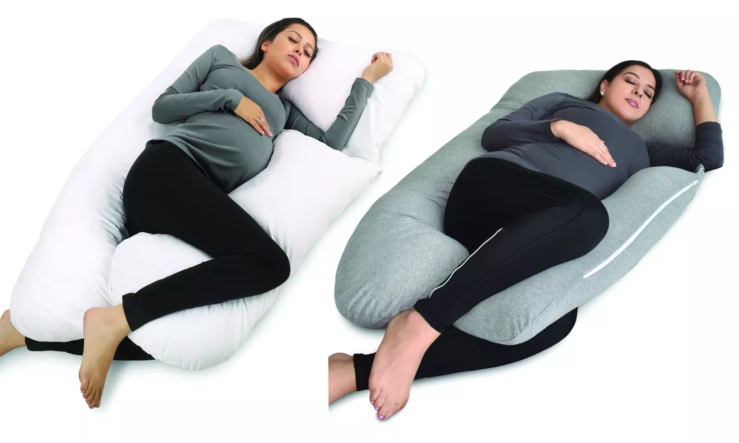 U-Shaped Pregnancy Pillow and Full Body Maternity Support with Jersey Cover - Primary Image
