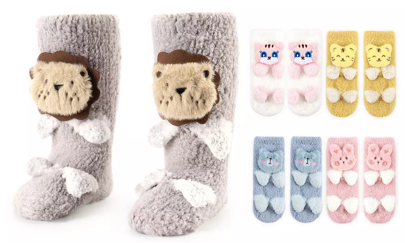 Baby Kids Girls Fuzzy Socks Cozy Soft Fluffy Cute Animal Winter Warm Socks - Primary Image