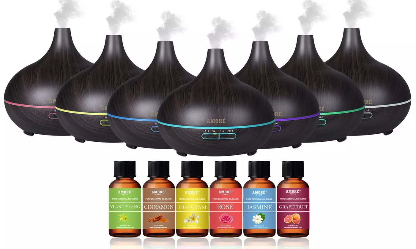 Ultrasonic Aromatherapy Oil Diffuser with Essential Oils Set (7-Pack) - Second Medium