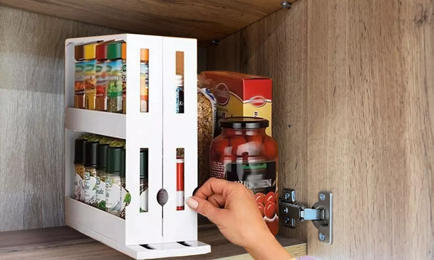 NewHome Swivel Cabinet Organizer Revolving Kitchen Rack Spice Organizer