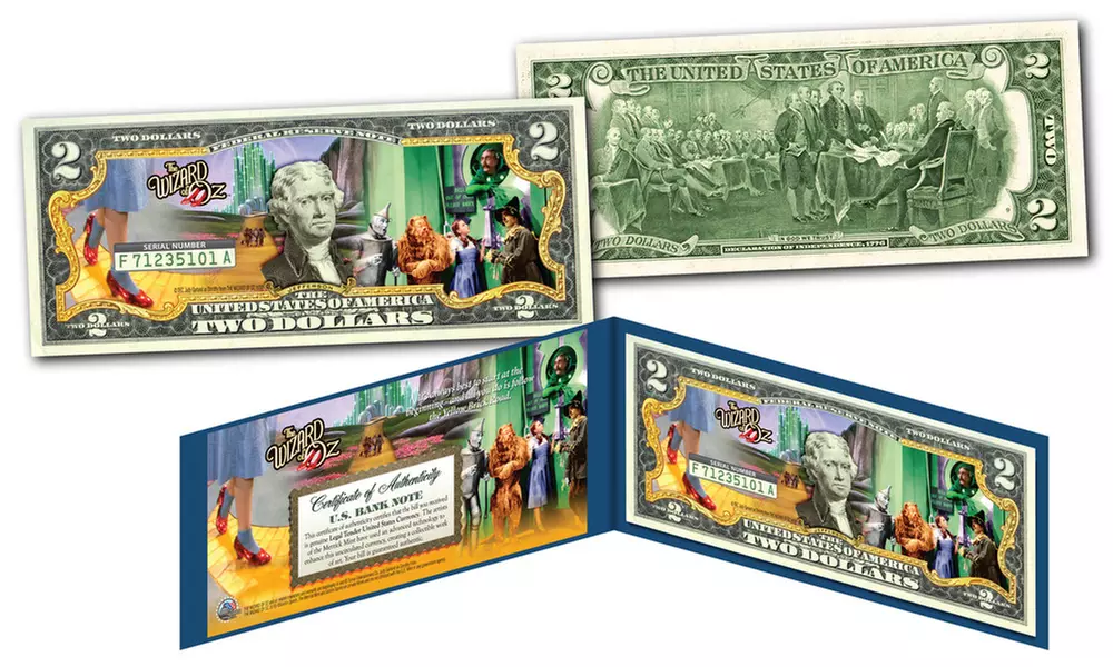 Wizard of Oz  YELLOW BRICK ROAD Official Legal Tender U.S. Two-Dollar Bill