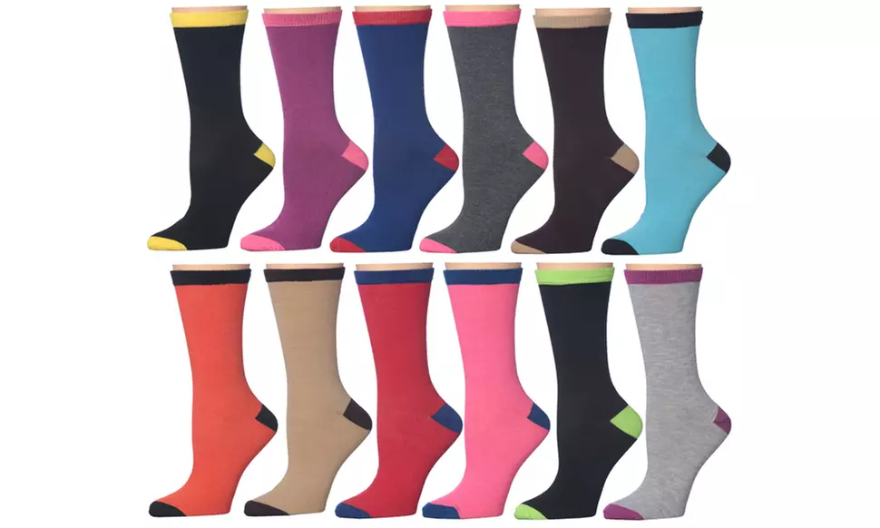 Frenchic Women's Spring Printed Crew Socks (12-Pairs)