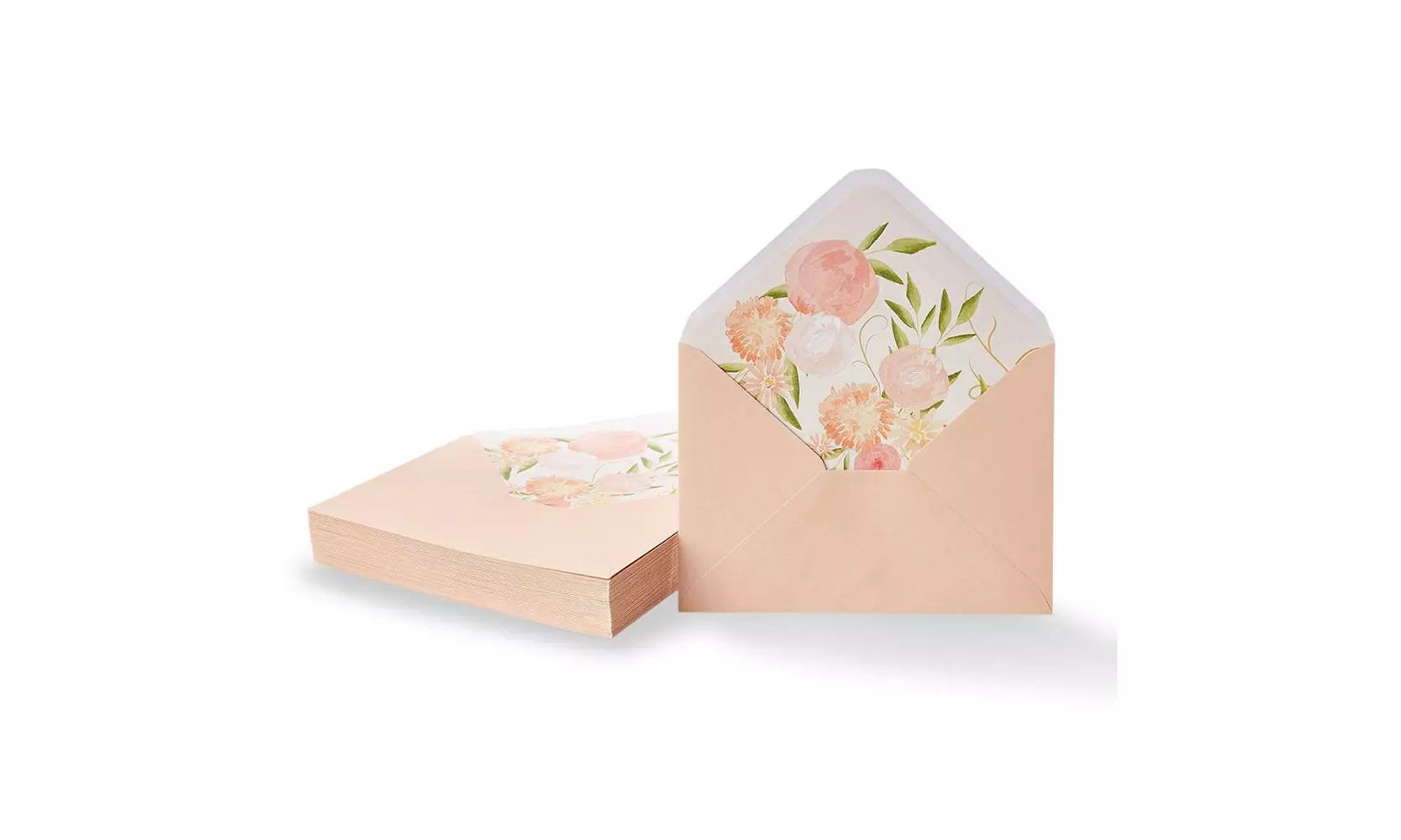 50-Pack A7 Pink Floral Invitation Envelopes for Wedding, Birthday, 5.25"x7.25" - Primary Image