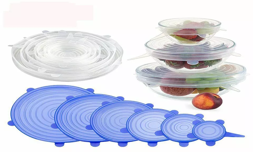 6Pcs/Set Kitchen Reusable Silicone Food Storage Wrap Microwave Bowl Seal Covers - Primary Image
