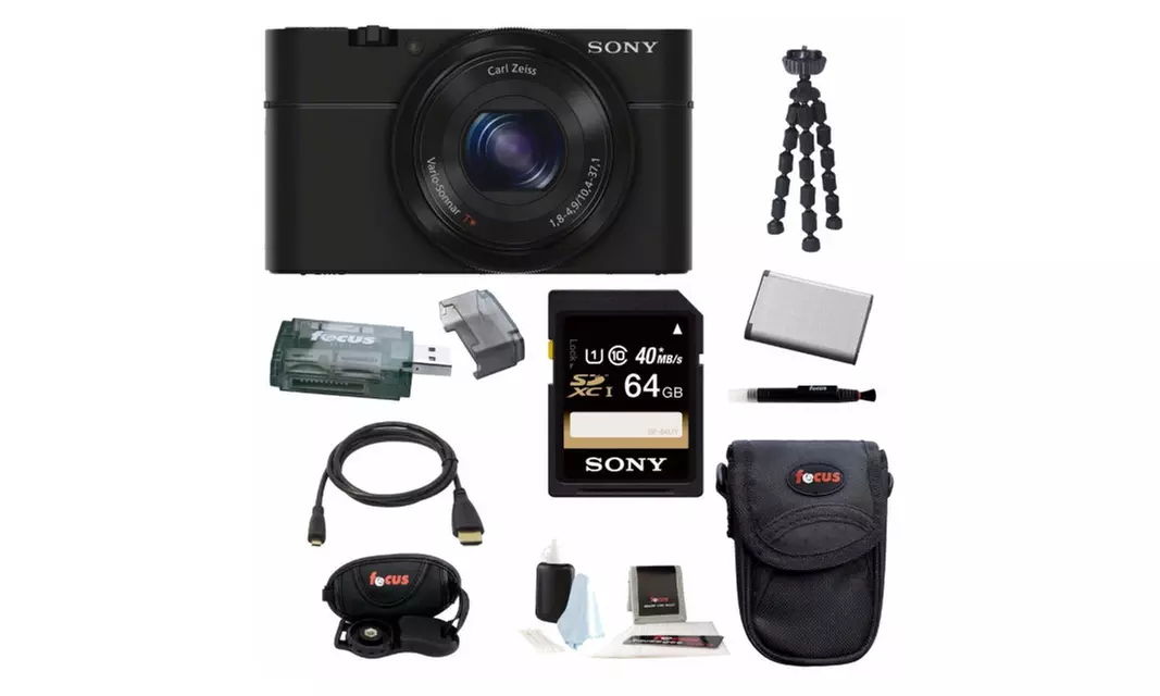 Sony DSC-RX100/B R100/B 20.2 MP Exmor CMOS Sensor Camera plus 64GB plus kit - Second Medium