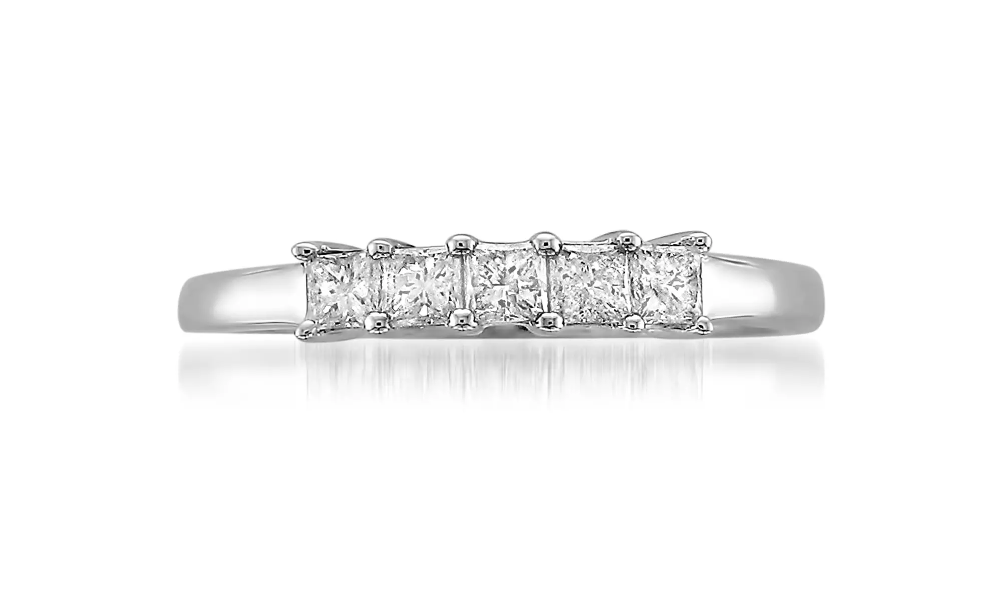 1/2 Cttw 5 Stone Princess Diamond Wedding Band in Platinum by Brilliant Diamond - Second Medium