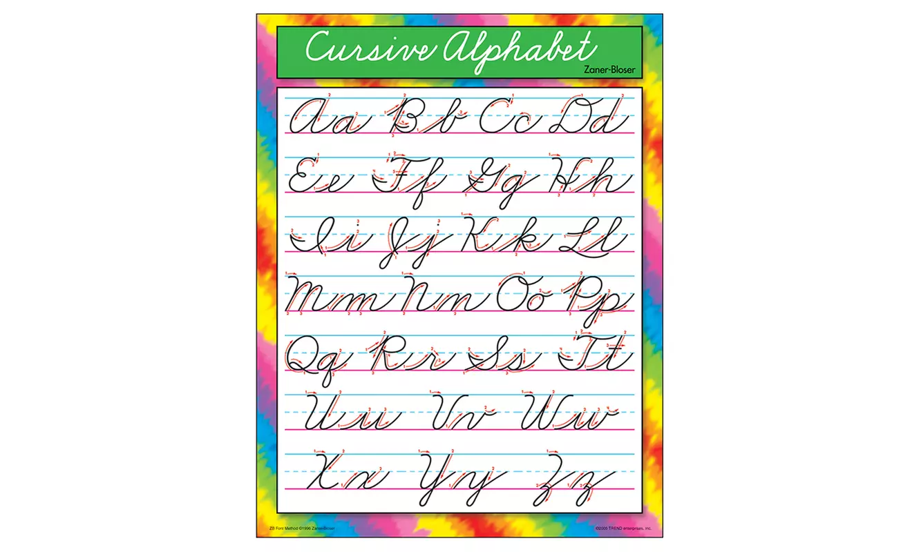 Trend Enterprises T-38136BN 17 x 22 in. 6 Piece Cursive - Primary Image