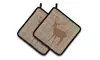 Carolines Treasures BB1012-BL-BN-PTHD Deer Faux Burlap & Brown Pair of Pot Holde