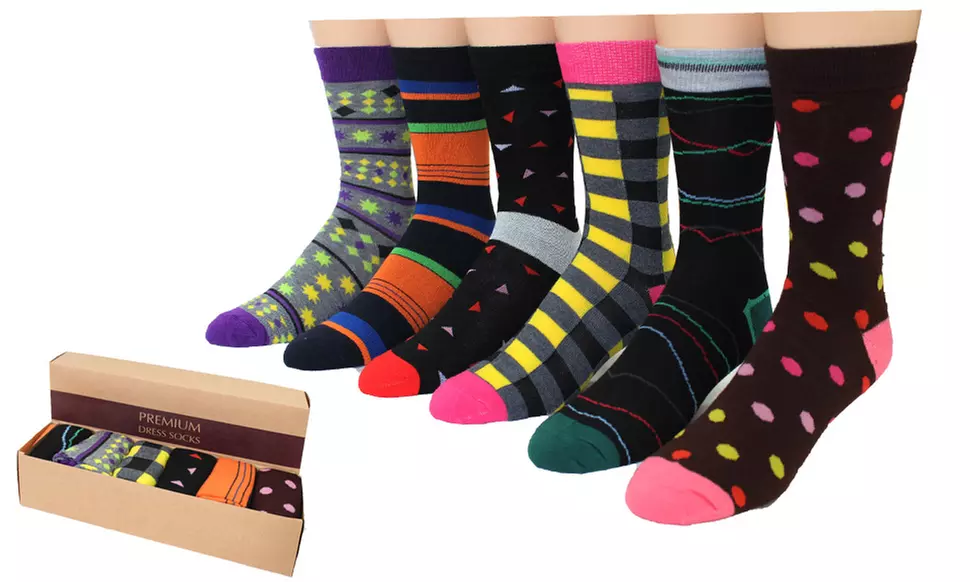 Frenchic Men's Premium Colorful Dress Socks with Gift Box (6-Pairs)