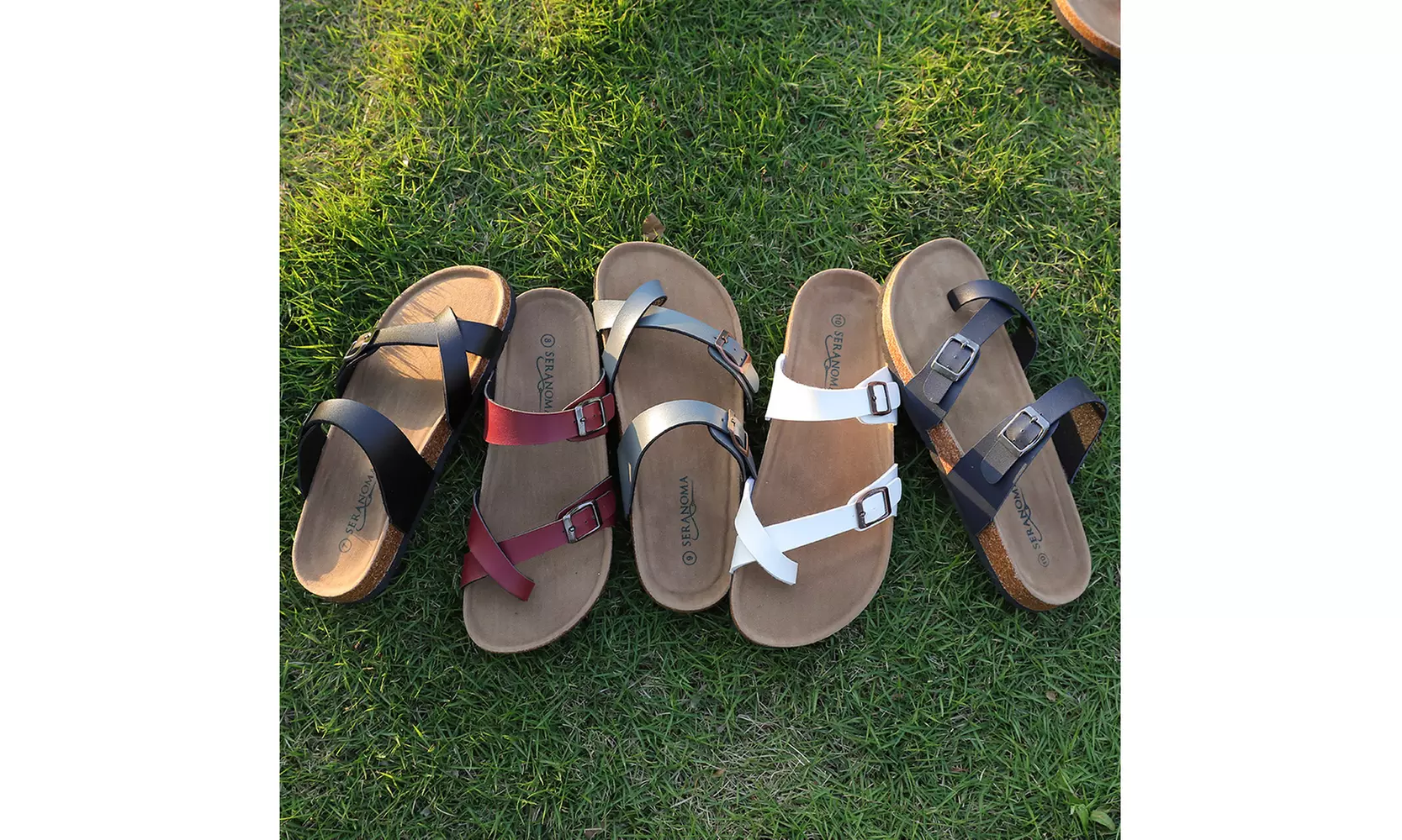 Seranoma Women's Toe Ring Cork Footbed Comfort Open Toe slide Ladies Sandal - Primary Image