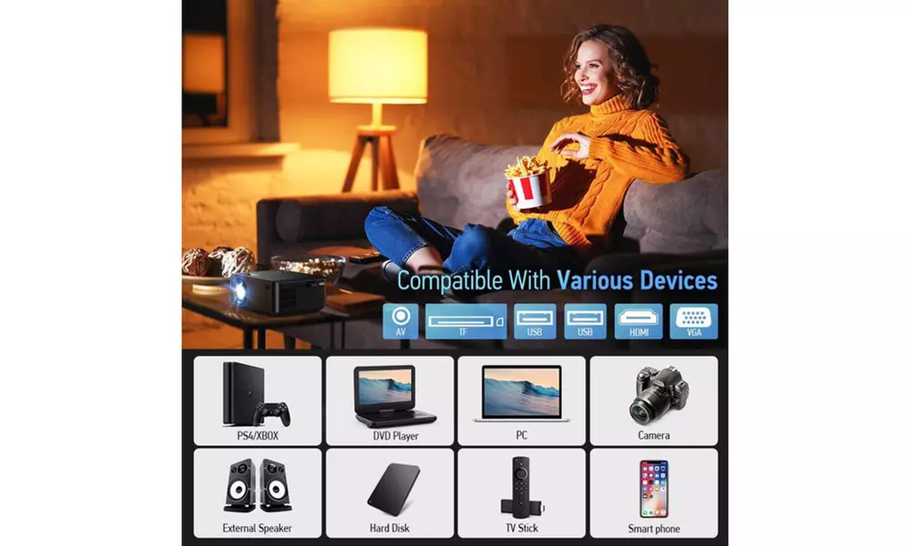 WiFi Mini Projector, 8000L HD Video Projector with Carrying Case - Second Medium