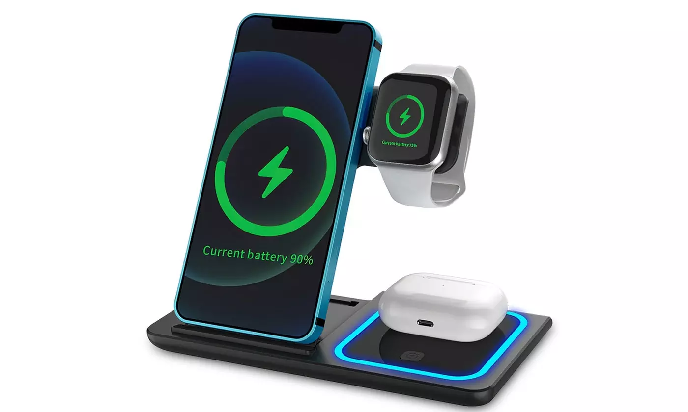 iMounTEK 3-In-1 Qi Fast Wireless Charger Dock Fast Wireless Charging Station - Primary Image