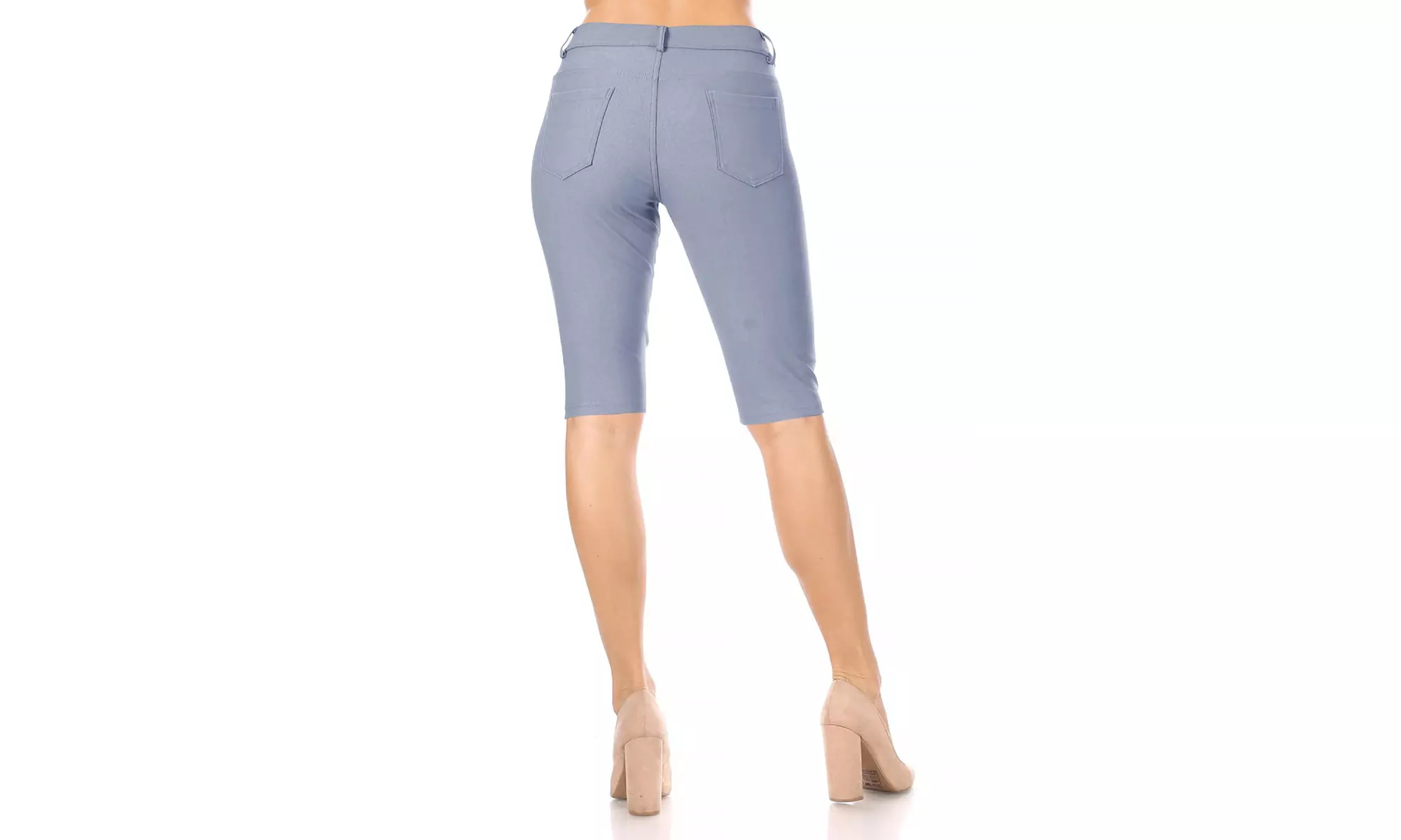 Women's Casual Solid High Waist Slim Fit Bermuda Shorts