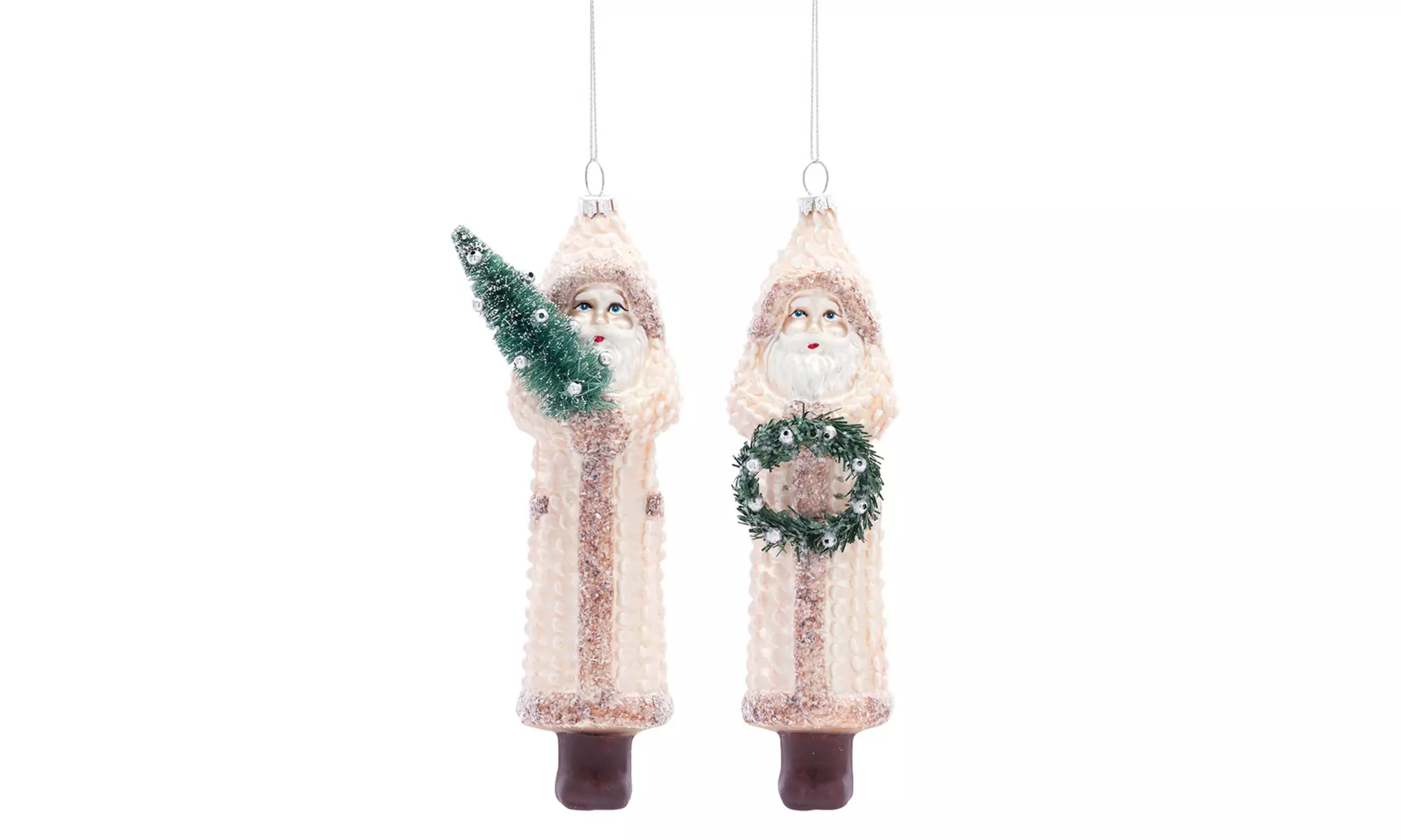 Santa Ornament (Set of 6) 8.5"H Glass - Second Medium