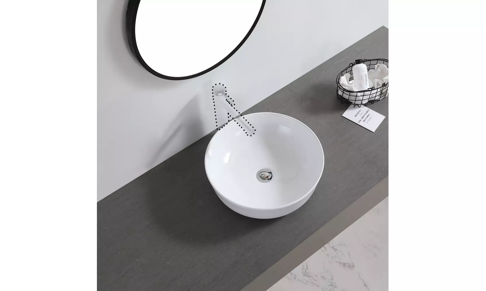 Ceramic Basin Above Counter Basin Bowl Shape White - Primary Image