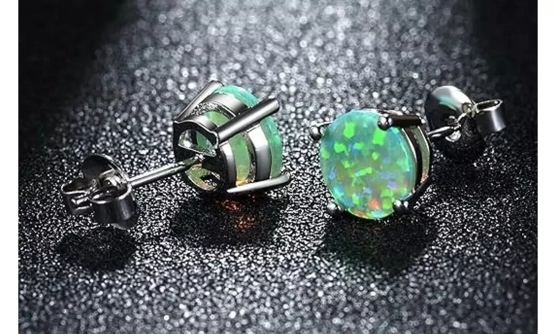 925 Sterling Silver 2.00 CTTW Round Cut Fire Opal Stud Earrings Multiple Options - Primary Image