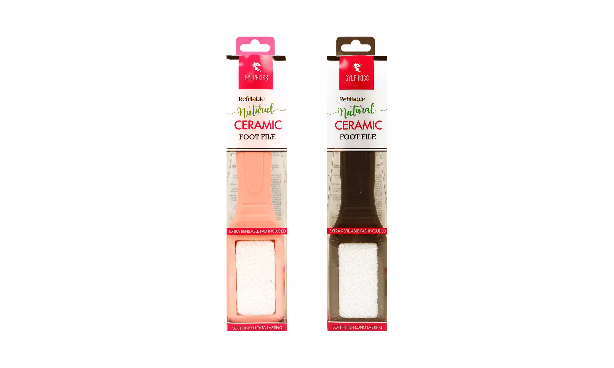 Refillable Natural Ceramic Foot File, Extra Refillable pad included, 2 colors - Primary Image
