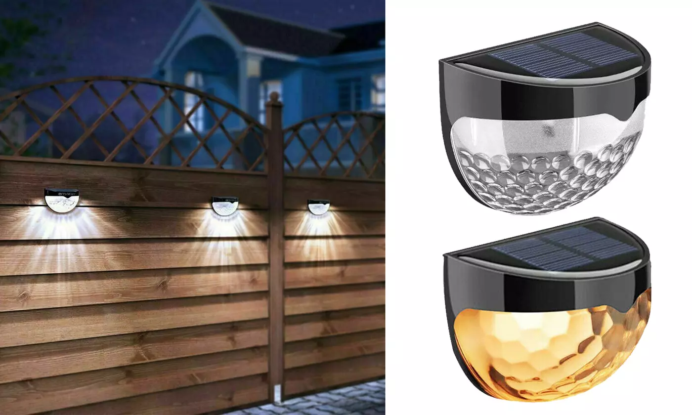 Two- or Four-Pack Solar 6-LED Wall-Mount Outdoor Lights