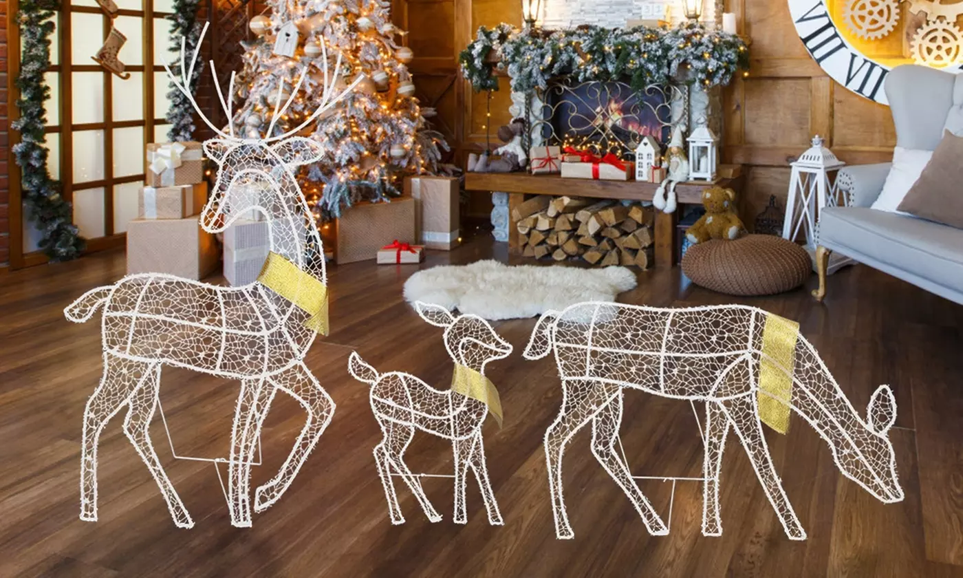 Christmas LED Lights: Snowman Family & Reindeer Holiday Decorations
