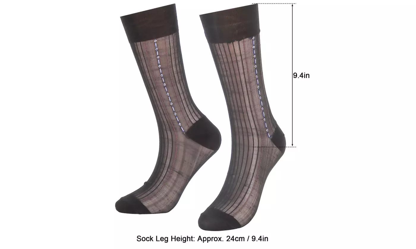 Mens Nylon Ultra Thin Dress Socks Silk Sheer Business Work Trouser Sock Mid Calf