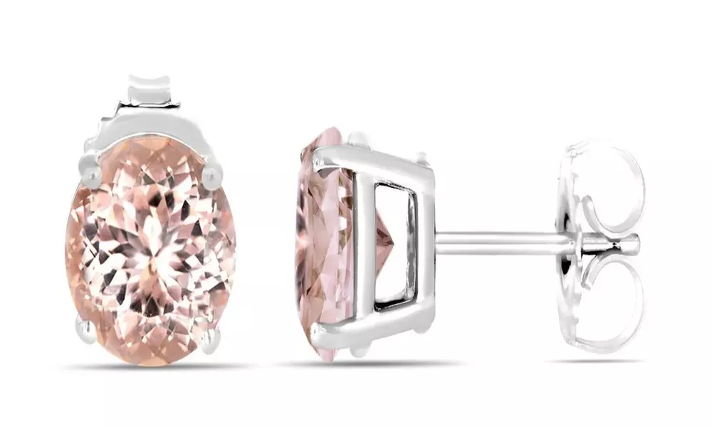 2.00 CTTW Morganite Sterling Silver Studs by Valencia Gems  - Primary Image