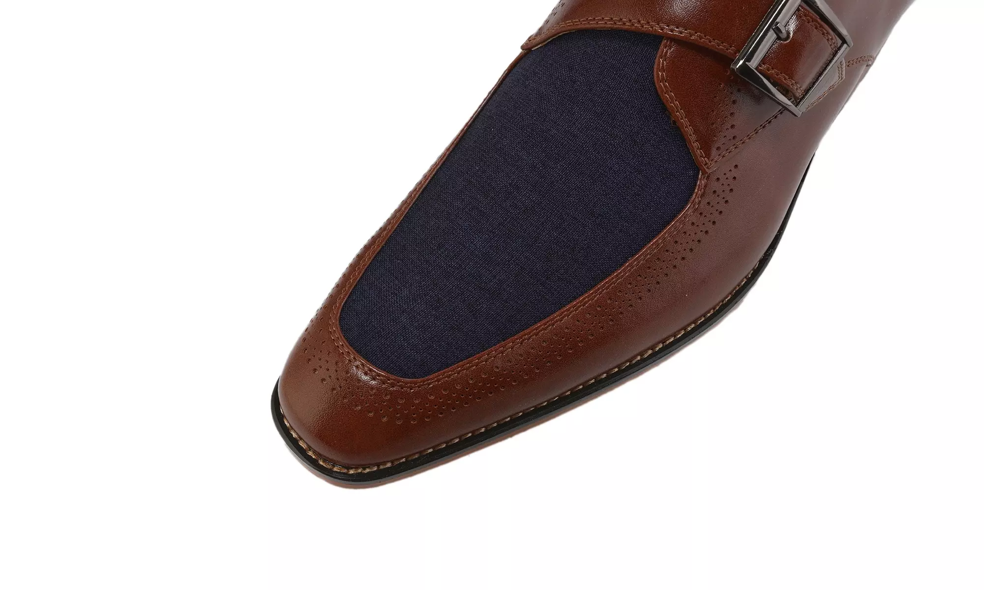 Gino Vitale Moc Toe Monk Strap Two-Tone Loafer
