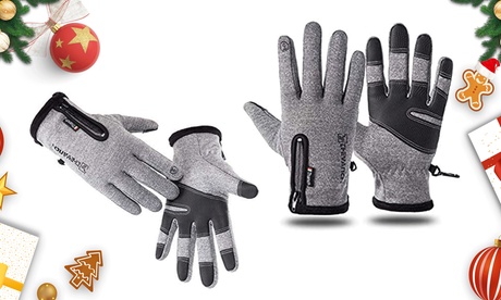 2 Pair Women Men Winter Touch Screen Gloves Windproof Waterproof Thermal Gloves XL Grey