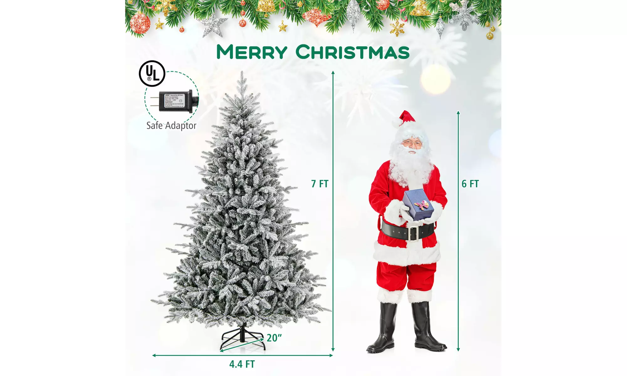 Costway 4.5/6/7 FT Christmas Tree with 8 Lighting Modes Multi-Color LED Lights