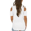 Image 5: Womens Strappy Cold Shoulder Tops Casual Tees Loose Basic T Shirts