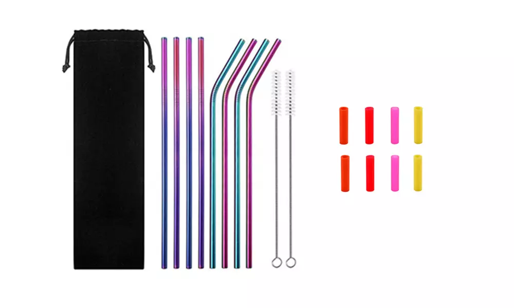Reusable Metal Stainless Steel Straw With Silicone Cover - Primary Image